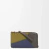 Porte-cartes et porte-monnaie Puzzle en cuir de veau classique Olive/Marron foncé Porte-cartes et porte-monnaie Puzzle en cuir de veau classique Olive/Marron foncé