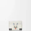 Porte-cartes Futurist Cat en cuir de veau classique blanc cassé Porte-cartes Futurist Cat en cuir de veau classique blanc cassé