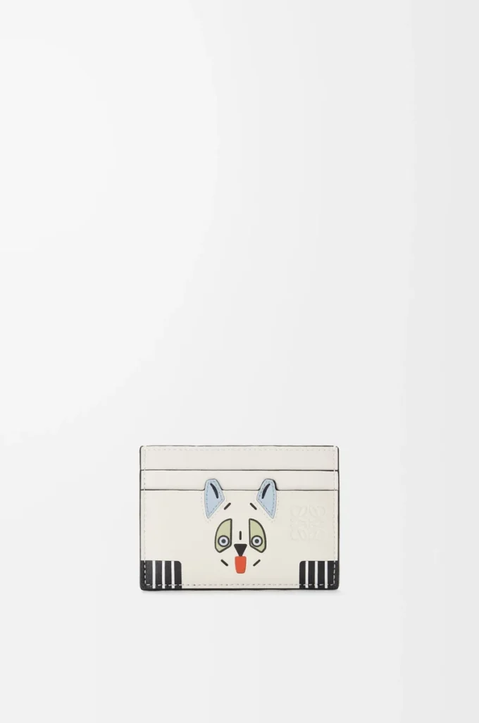 Porte-cartes Futurist Cat en cuir de veau classique blanc cassé Porte-cartes Futurist Cat en cuir de veau classique blanc cassé