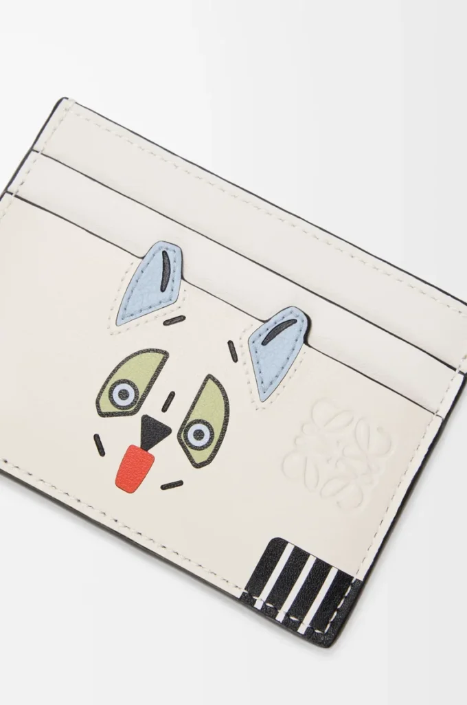 Porte-cartes Futurist Cat en cuir de veau classique blanc cassé Porte-cartes Futurist Cat en cuir de veau classique blanc cassé