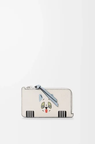 Porte-cartes Futurist Cat en cuir de veau classique Soft White