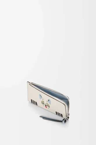 Porte-cartes Futurist Cat en cuir de veau classique Soft White
