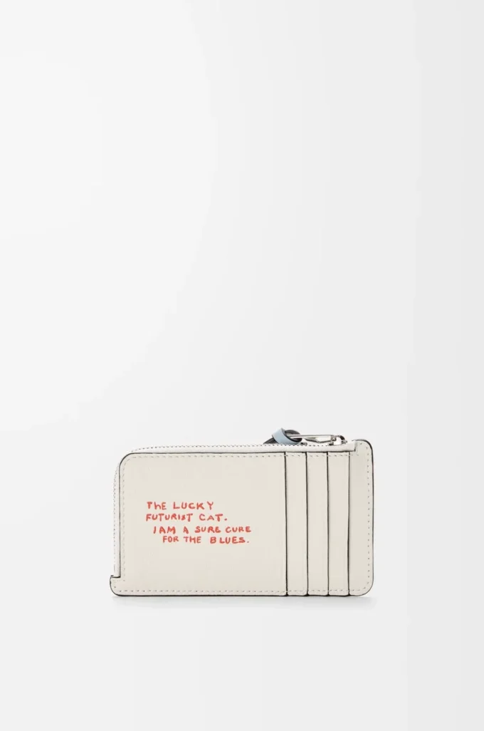 Porte-cartes Futurist Cat en cuir de veau classique Soft White Porte-cartes Futurist Cat en cuir de veau classique Soft White