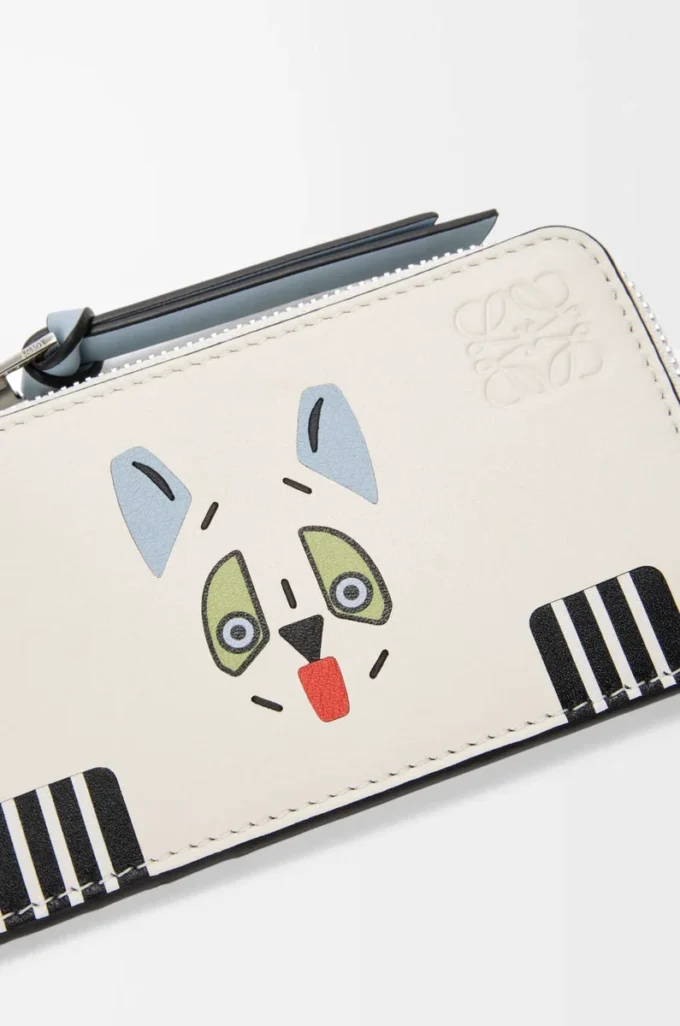 Porte-cartes Futurist Cat en cuir de veau classique Soft White Porte-cartes Futurist Cat en cuir de veau classique Soft White