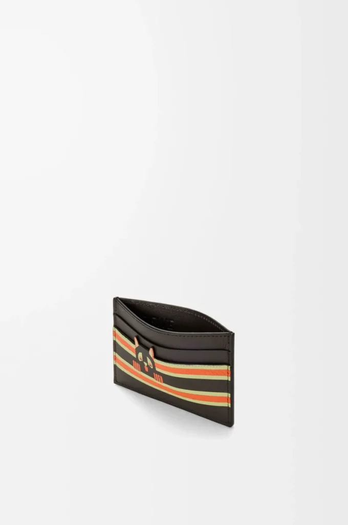Porte-cartes Futurist Cat en cuir de veau classique uni Taupe foncé/Orange Porte-cartes Futurist Cat en cuir de veau classique uni Taupe foncé/Orange