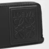 Porte-cartes à monnaie en cuir de veau satiné noir Porte-cartes à monnaie en cuir de veau satiné noir
