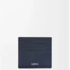 Porte-cartes ouvert en cuir de veau classique texturé Deep Navy Porte-cartes ouvert en cuir de veau classique texturé Deep Navy