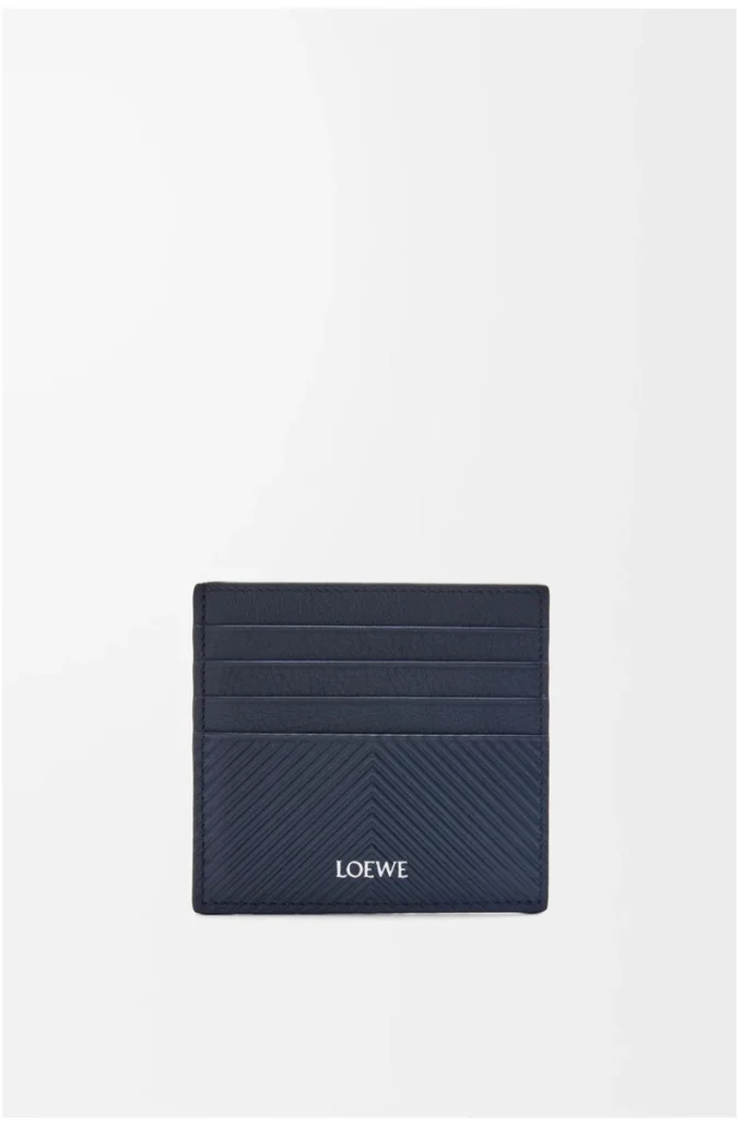 Porte-cartes ouvert en cuir de veau classique texturé Deep Navy Porte-cartes ouvert en cuir de veau classique texturé Deep Navy