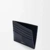 Porte-cartes ouvert en cuir de veau classique texturé Deep Navy Porte-cartes ouvert en cuir de veau classique texturé Deep Navy