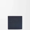 Porte-cartes ouvert en cuir de veau classique texturé Deep Navy Porte-cartes ouvert en cuir de veau classique texturé Deep Navy