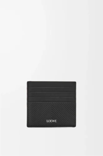 Porte-cartes ouvert en cuir de veau classique texturé noir Porte-cartes ouvert en cuir de veau classique texturé noir