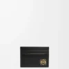 Porte-cartes Puffer Anagram en cuir de veau nappa brillant Noir