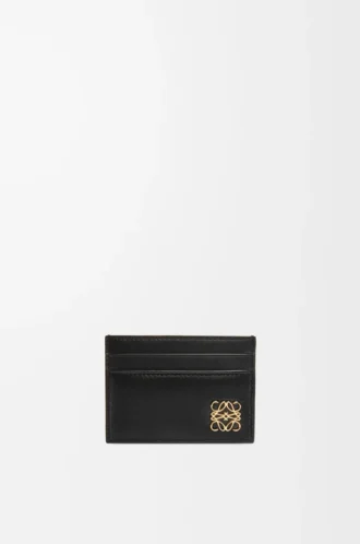 Porte-cartes Puffer Anagram en cuir de veau nappa brillant Noir