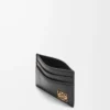 Porte-cartes Puffer Anagram en cuir de veau nappa brillant Noir