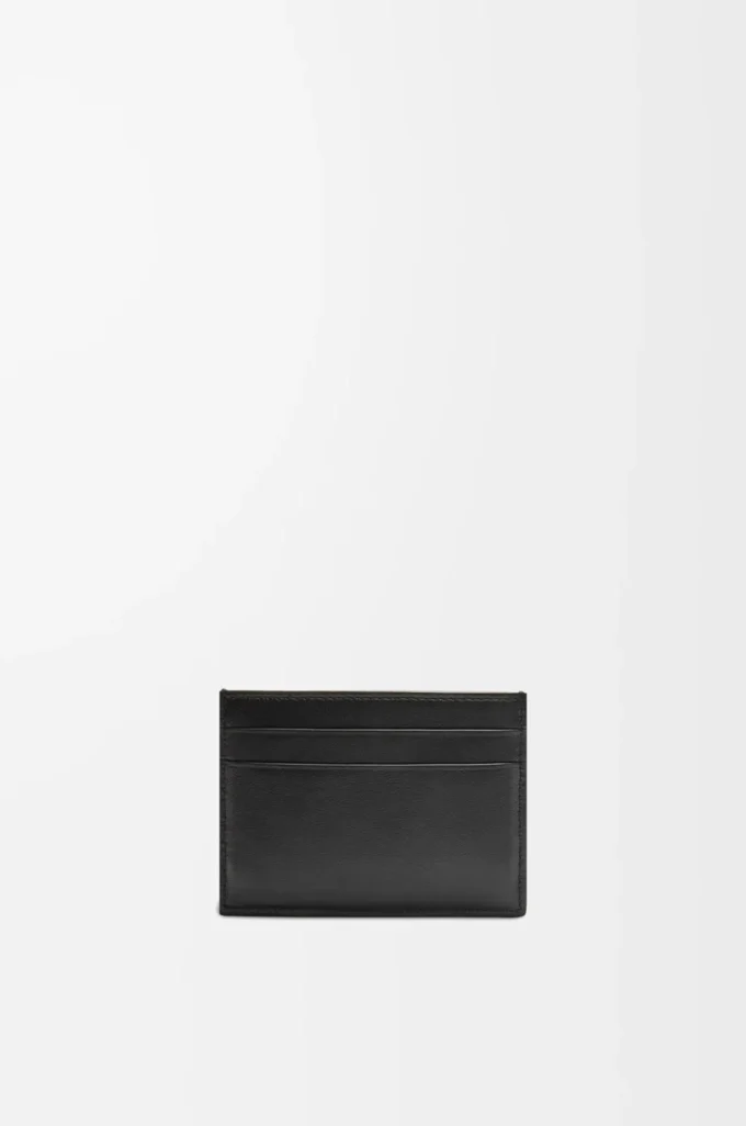 Porte-cartes Puffer Anagram en cuir de veau nappa brillant Noir
