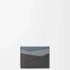 Porte-cartes Puzzle en cuir de veau classique gris asphalte/bleu tempête Porte-cartes Puzzle en cuir de veau classique gris asphalte/bleu tempête