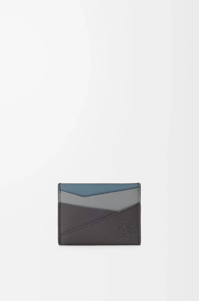 Porte-cartes Puzzle en cuir de veau classique gris asphalte/bleu tempête Porte-cartes Puzzle en cuir de veau classique gris asphalte/bleu tempête