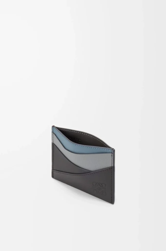 Porte-cartes Puzzle en cuir de veau classique gris asphalte/bleu tempête Porte-cartes Puzzle en cuir de veau classique gris asphalte/bleu tempête