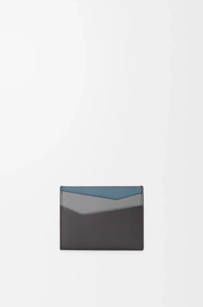 Porte-cartes Puzzle en cuir de veau classique gris asphalte/bleu tempête Porte-cartes Puzzle en cuir de veau classique gris asphalte/bleu tempête