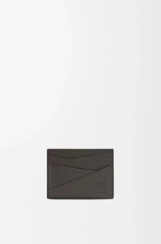 Porte-cartes Puzzle en cuir de veau classique gris foncé