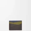 Porte-cartes Puzzle en cuir de veau classique Olive/Marron foncé