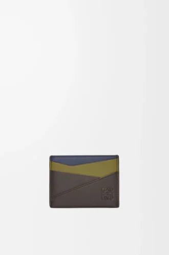 Porte-cartes Puzzle en cuir de veau classique Olive/Marron foncé Porte-cartes Puzzle en cuir de veau classique Olive/Marron foncé