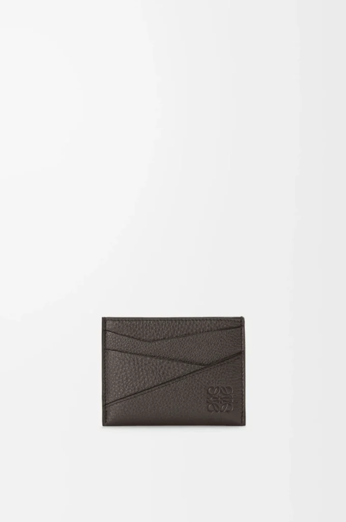 Porte-cartes Puzzle en cuir de veau grainé souple Gris foncé Porte-cartes Puzzle en cuir de veau grainé souple Gris foncé