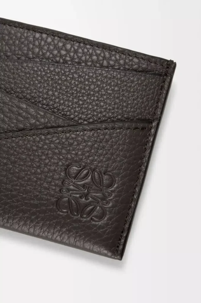 Porte-cartes Puzzle en cuir de veau grainé souple Gris foncé Porte-cartes Puzzle en cuir de veau grainé souple Gris foncé