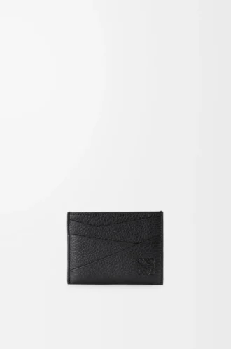 Porte-cartes Puzzle en cuir de veau grainé souple Noir
