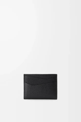 Porte-cartes Puzzle en cuir de veau grainé souple Noir