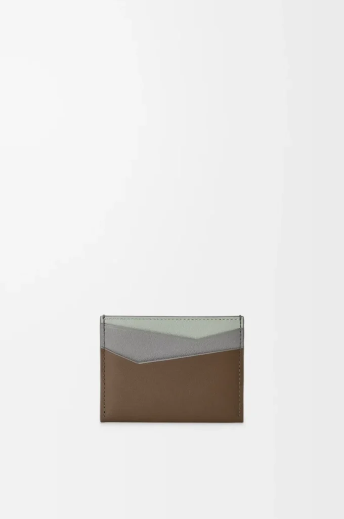 Porte-cartes Puzzle uni en cuir de veau classique Brun hivernal/Gris cendré Porte-cartes Puzzle uni en cuir de veau classique Brun hivernal/Gris cendré