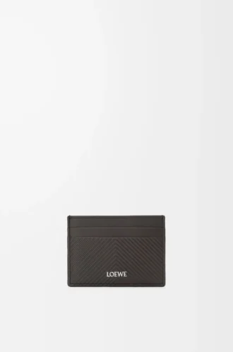 Porte-cartes uni en cuir de veau classique texturé gris foncé Porte-cartes uni en cuir de veau classique texturé gris foncé