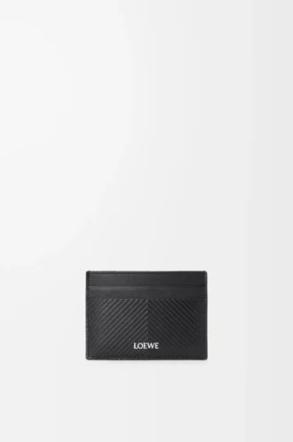 Porte-cartes uni en cuir de veau classique texturé noir Porte-cartes uni en cuir de veau classique texturé noir