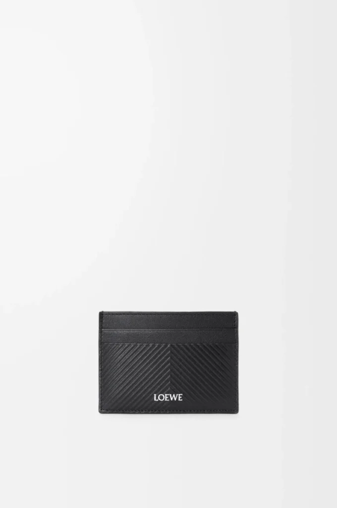 Porte-cartes uni en cuir de veau classique texturé noir Porte-cartes uni en cuir de veau classique texturé noir