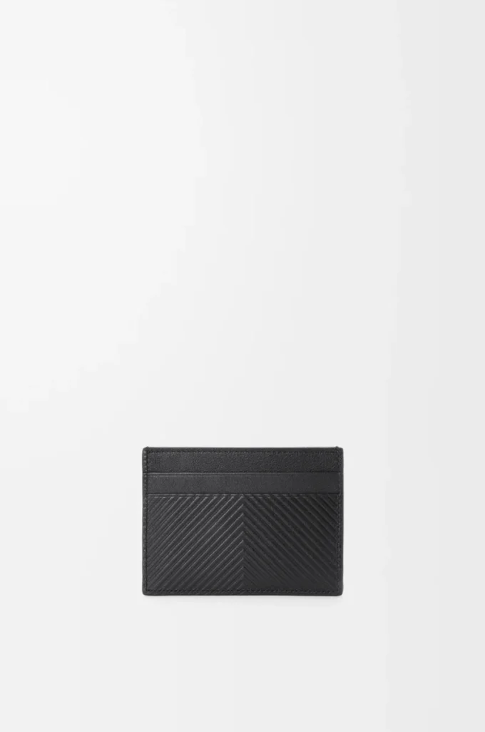 Porte-cartes uni en cuir de veau classique texturé noir Porte-cartes uni en cuir de veau classique texturé noir