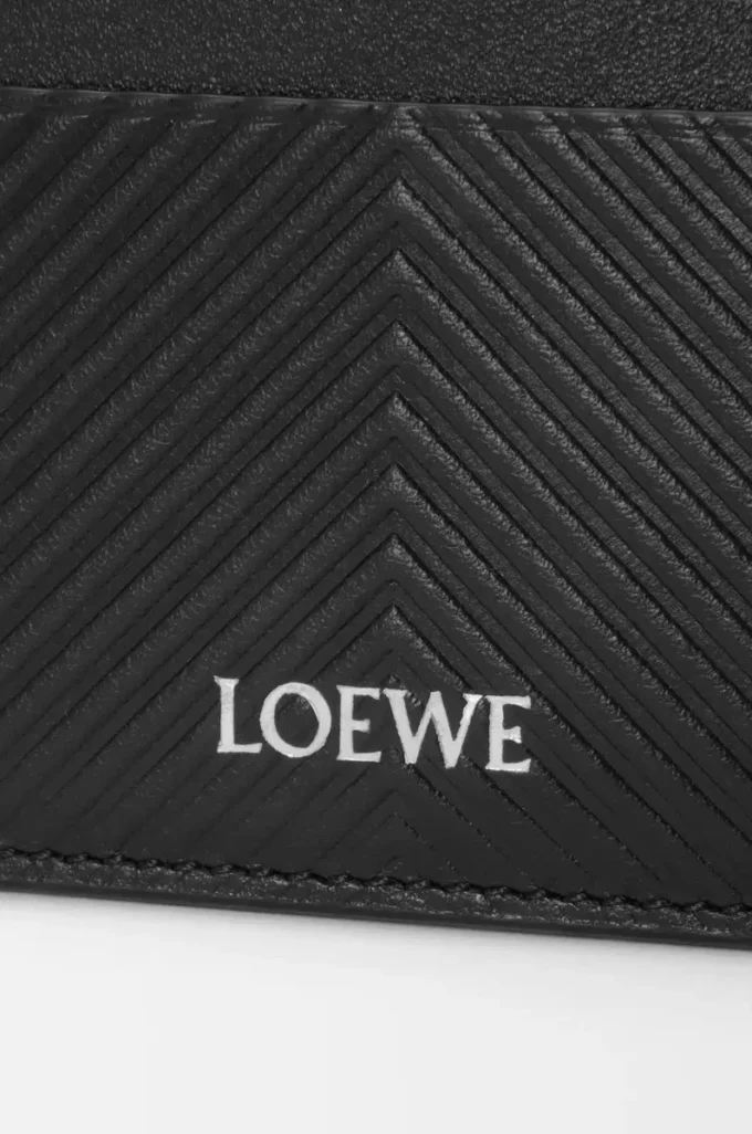 Porte-cartes uni en cuir de veau classique texturé noir Porte-cartes uni en cuir de veau classique texturé noir