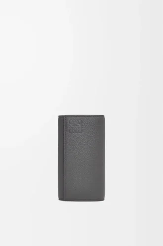 Porte-clés en cuir de veau grainé souple anthracite