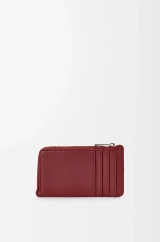 Porte-monnaie classique en cuir de veau rouge brûlé