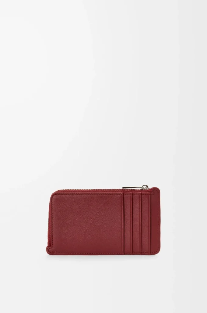 Porte-monnaie classique en cuir de veau rouge brûlé Porte-monnaie classique en cuir de veau rouge brûlé