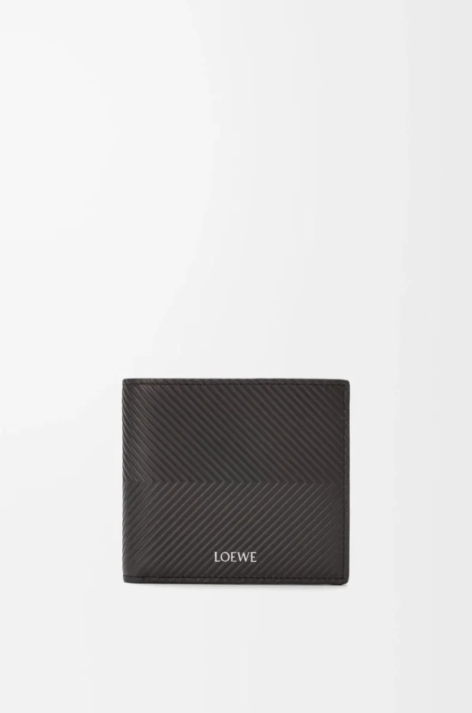 Porte-monnaie à deux volets en cuir de veau classique texturé gris foncé Porte-monnaie à deux volets en cuir de veau classique texturé gris foncé