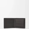 Porte-monnaie à deux volets en cuir de veau classique texturé gris foncé Porte-monnaie à deux volets en cuir de veau classique texturé gris foncé