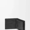 Porte-monnaie à deux volets en cuir de veau grainé souple Noir