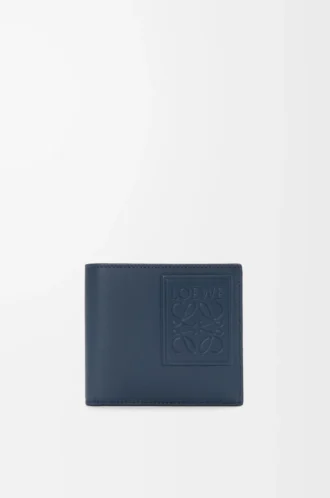 Porte-monnaie à deux volets en cuir de veau satiné Indigo Dye