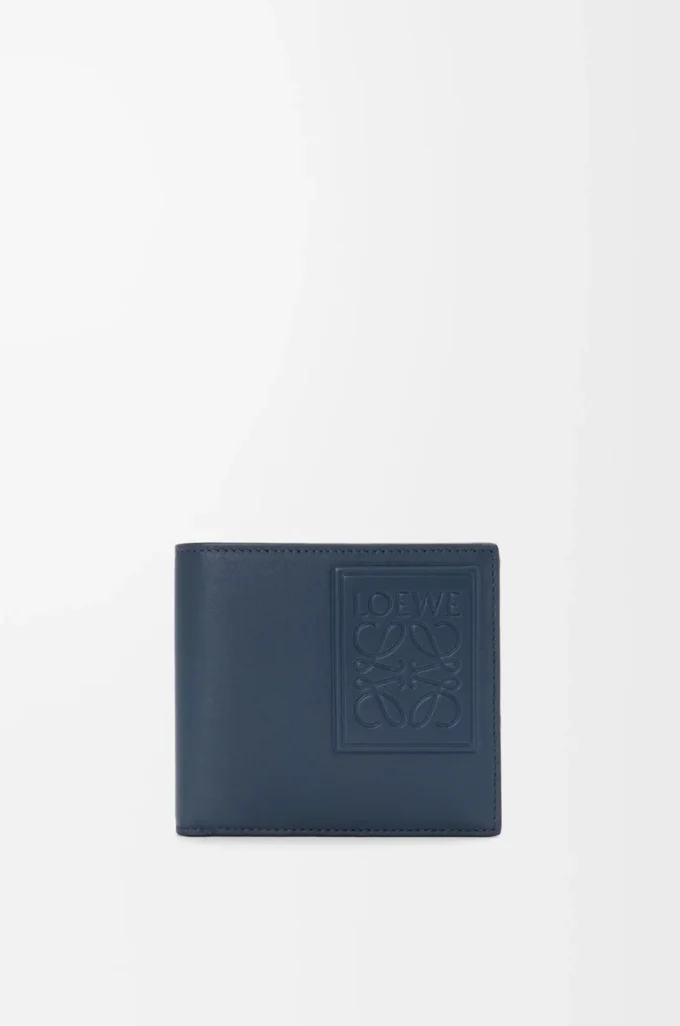Porte-monnaie à deux volets en cuir de veau satiné Indigo Dye Porte-monnaie à deux volets en cuir de veau satiné Indigo Dye