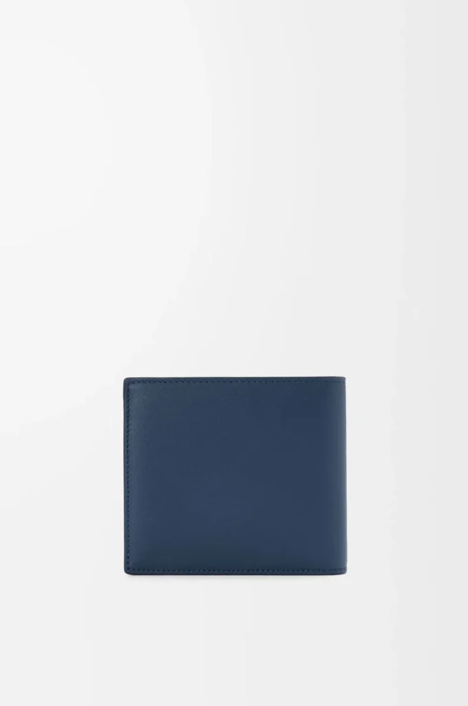 Porte-monnaie à deux volets en cuir de veau satiné Indigo Dye Porte-monnaie à deux volets en cuir de veau satiné Indigo Dye