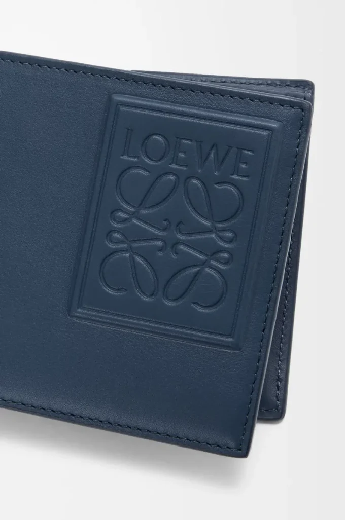 Porte-monnaie à deux volets en cuir de veau satiné Indigo Dye Porte-monnaie à deux volets en cuir de veau satiné Indigo Dye