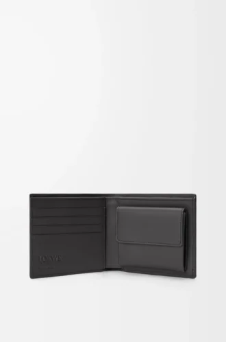 Porte-monnaie à deux volets Puzzle en cuir de veau classique Asphalt Grey/Storm Blue