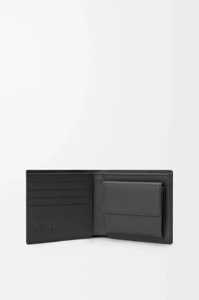 Porte-monnaie à deux volets Puzzle en cuir de veau classique Asphalt Grey/Storm Blue Porte-monnaie à deux volets Puzzle en cuir de veau classique Asphalt Grey/Storm Blue