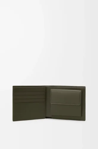 Porte-monnaie à deux volets Puzzle en cuir de veau classique Dark Khaki