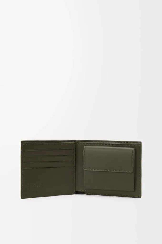Porte-monnaie à deux volets Puzzle en cuir de veau classique Dark Khaki